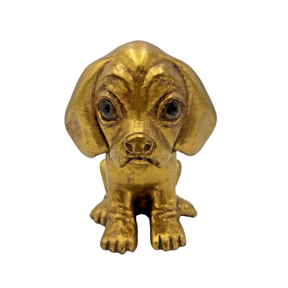 Vintage MCM  R Hetrick 465 California‎ USA Gold Leaf  Pouting Puppy Dog